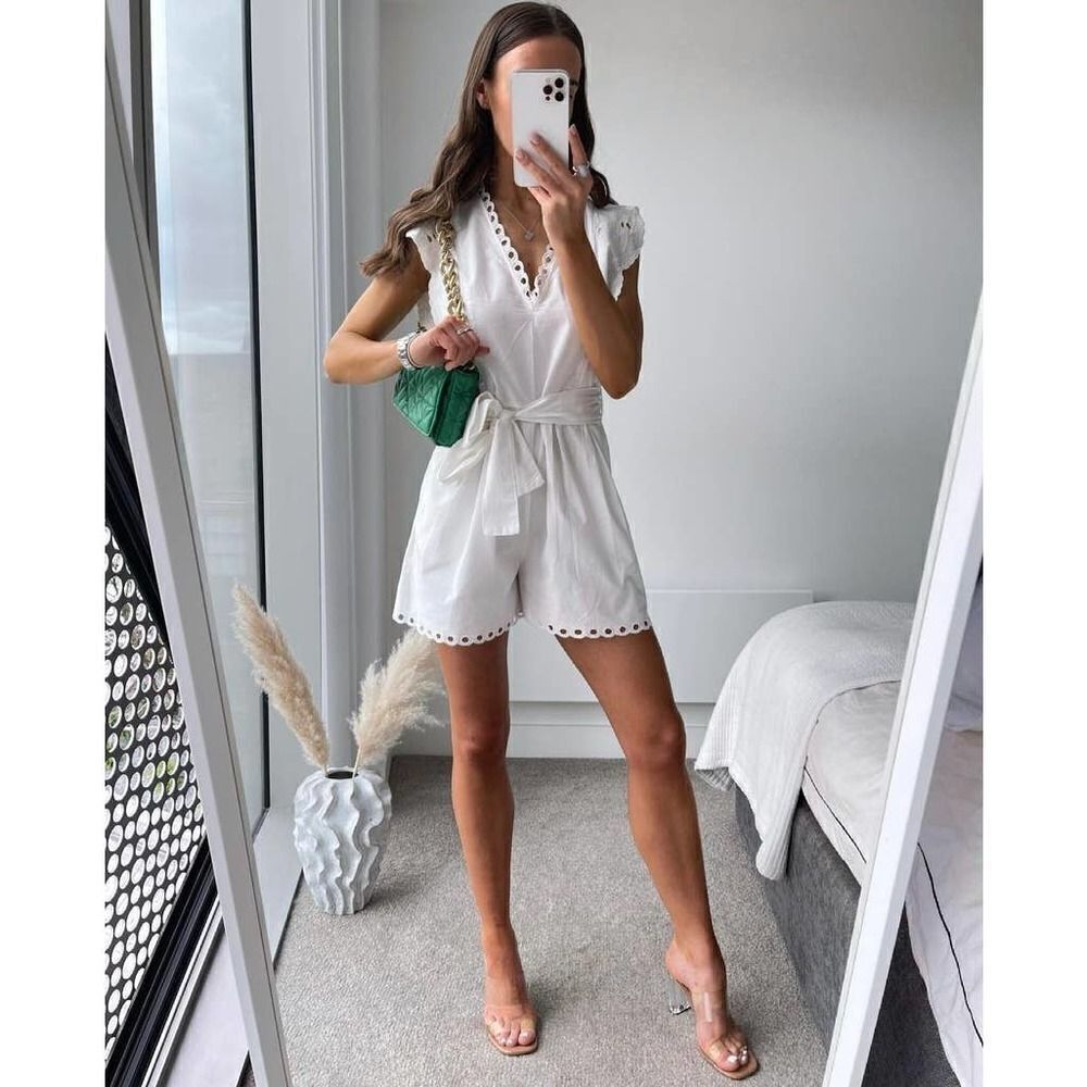 Zara Jumpsuit Embroideredwith Bownew